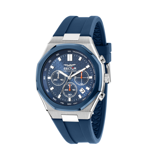 Orologio Uomo Sector OTTO150 Cronografo in Acciaio Silver e Silicone Blu R3271650001 - Arena Gioielli - Sector