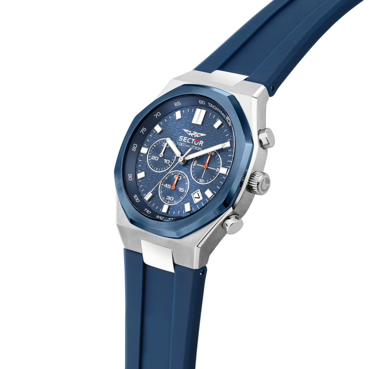 Orologio Uomo Sector OTTO150 Cronografo in Acciaio Silver e Silicone Blu R3271650001 - Arena Gioielli