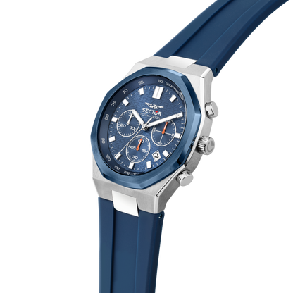 Orologio Uomo Sector OTTO150 Cronografo in Acciaio Silver e Silicone Blu R3271650001 - Arena Gioielli