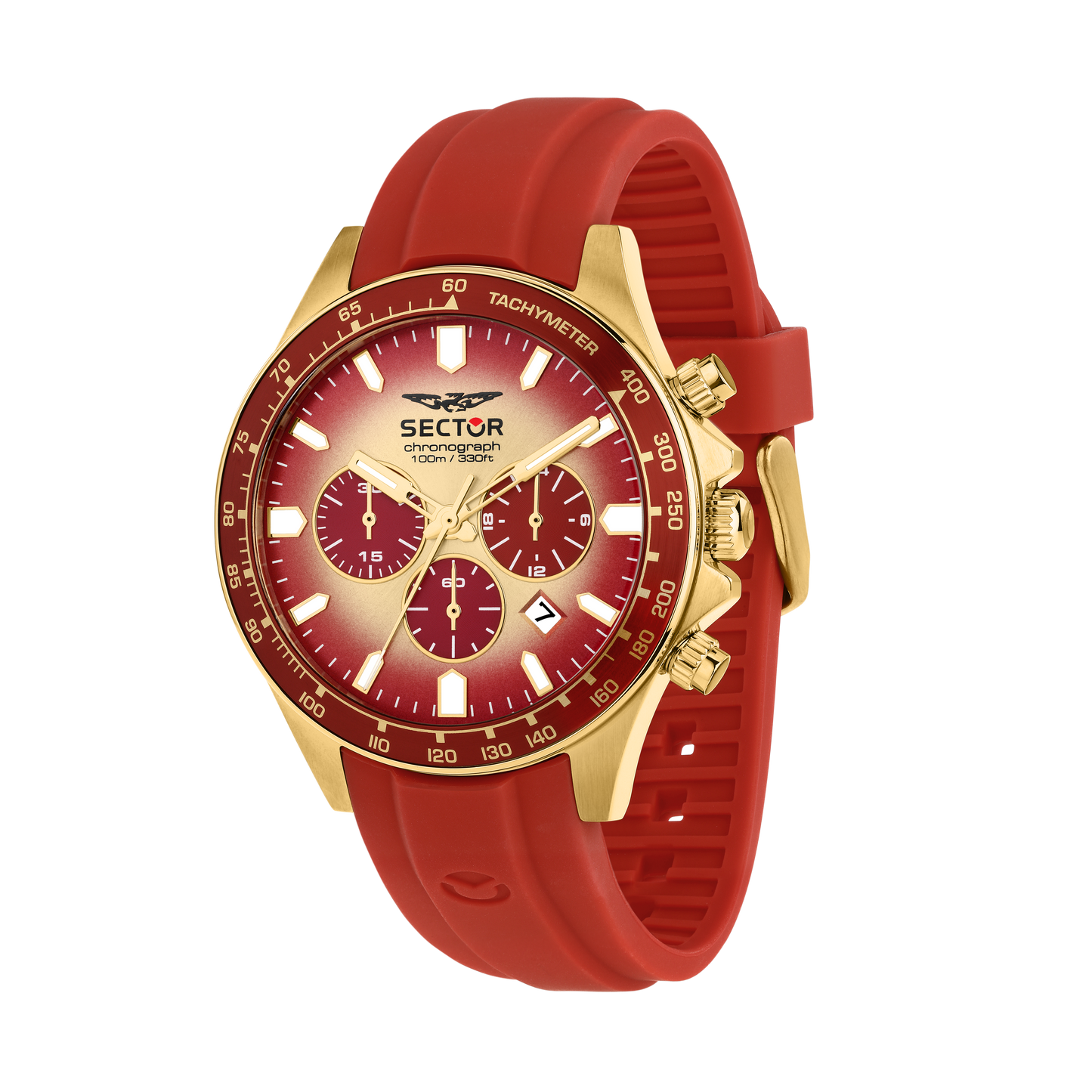 Orologio Uomo Sector 230 Cronografo in Acciaio Gold e Silicone Rosso R3271661035 - Sector