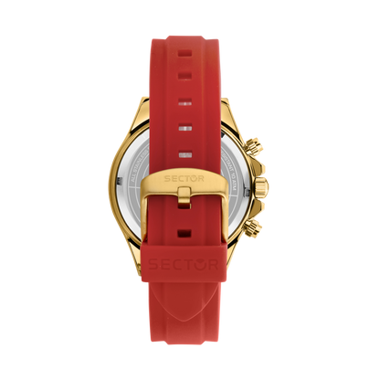 Orologio Uomo Sector 230 Cronografo in Acciaio Gold e Silicone Rosso R3271661035