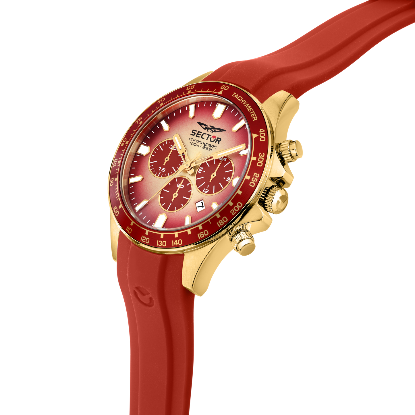 Orologio Uomo Sector 230 Cronografo in Acciaio Gold e Silicone Rosso R3271661035 - Sector