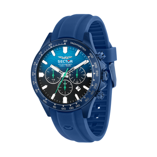 Orologio Uomo Sector 230 Cronografo in Acciaio Blu e Silicone Blu R3271661036 - Arena Gioielli - Sector