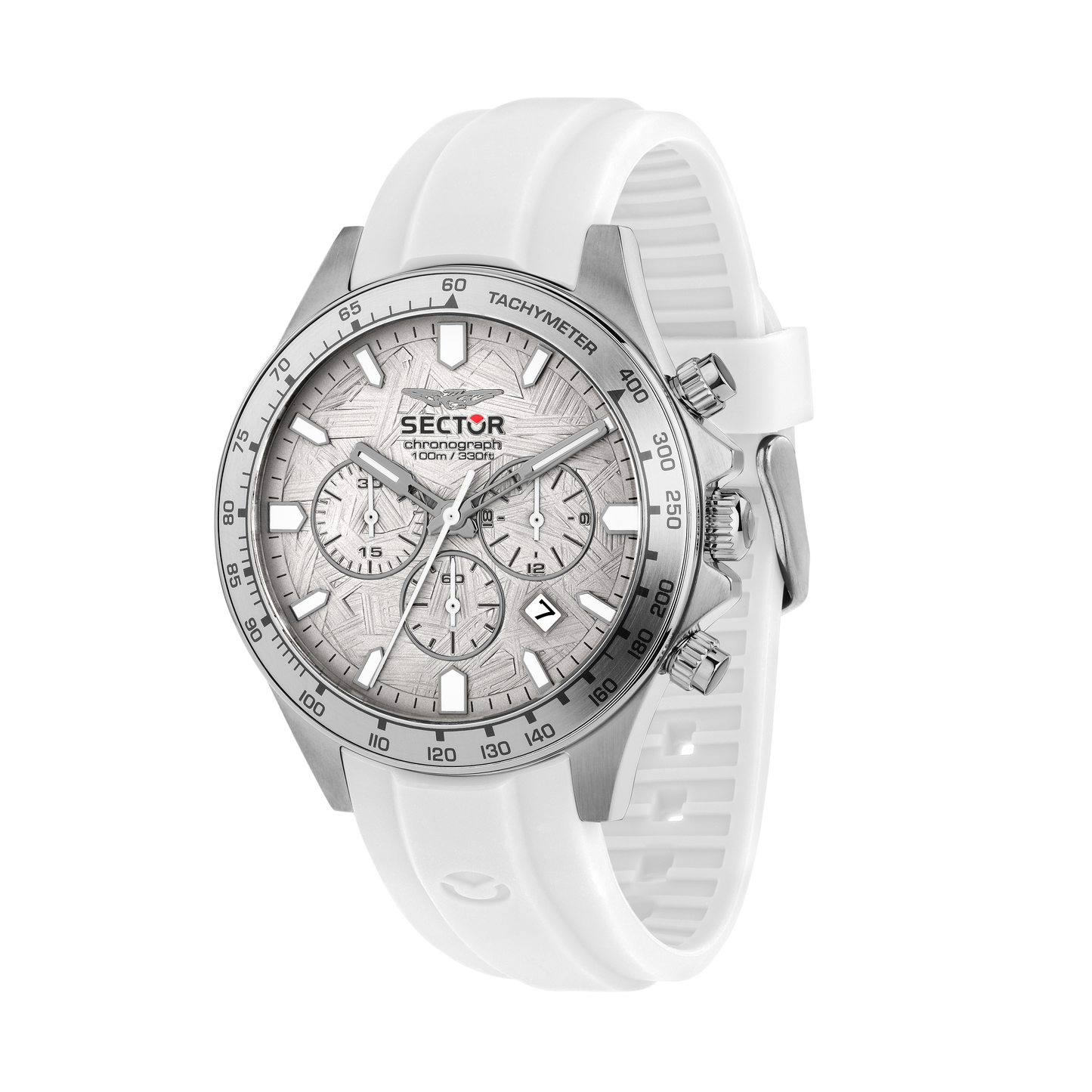 Orologio Uomo Sector 230 Cronografo in Acciaio Silver e Silicone Bianco R3271661037 - Sector