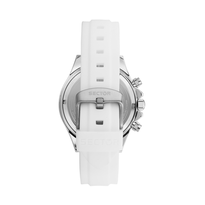 Orologio Uomo Sector 230 Cronografo in Acciaio Silver e Silicone Bianco R3271661037