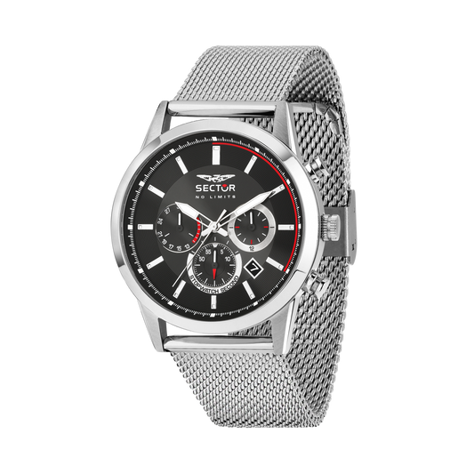 Orologio Uomo Sector Cronografo Maglia Milano Quadrante Nero R3273617011 - Arena Gioielli - Sector