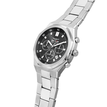 Orologio Uomo Sector OTTO150 Cronografo in Acciaio Silver con Quadrante Nero R3273650003