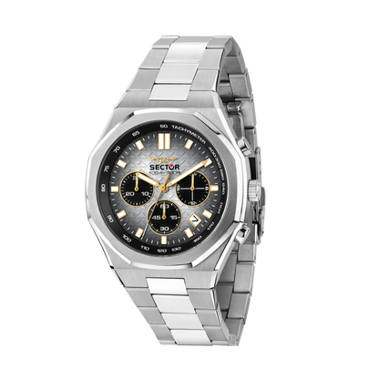 Orologio Uomo Sector OTTO150 Cronografo in Acciaio Silver con Quadrante Grigio Sfumato e Dettagli Gold R3273650006