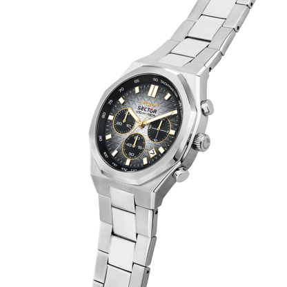 Orologio Uomo Sector OTTO150 Cronografo in Acciaio Silver con Quadrante Grigio Sfumato e Dettagli Gold R3273650006
