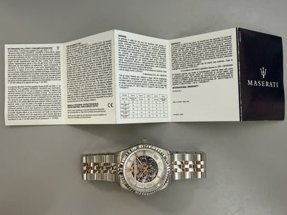 Orologio Uomo Maserati Competizione Automatico Skeleton in Acciaio Silver con Dettagli Gold R8823100007