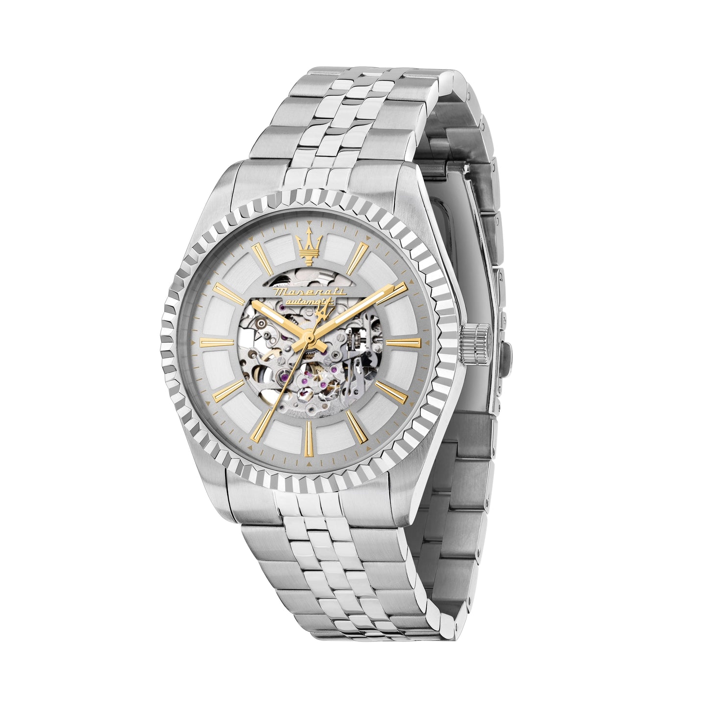 Orologio Uomo Maserati Competizione Automatico Skeleton in Acciaio Silver con Dettagli Gold R8823100007 - Maserati