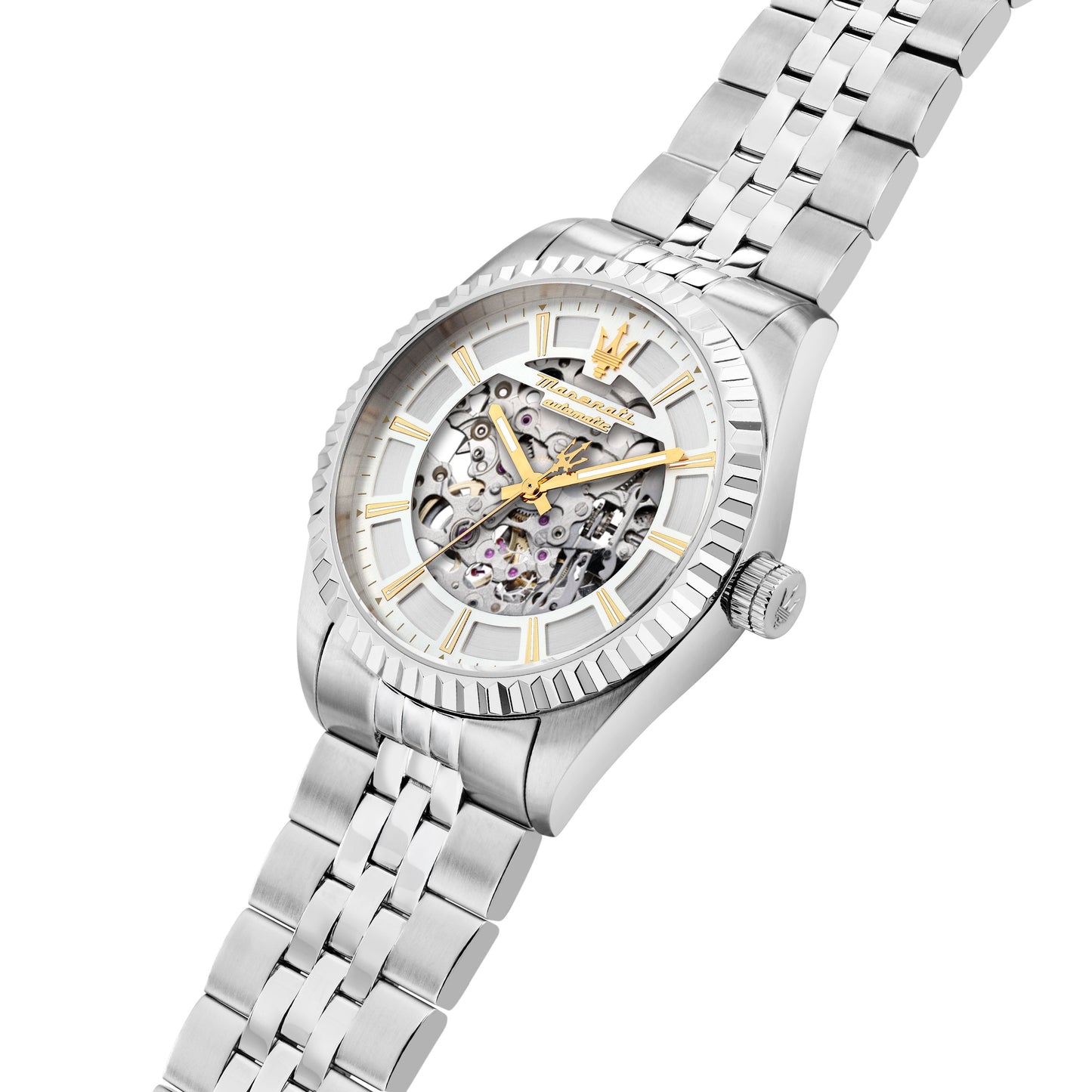Orologio Uomo Maserati Competizione Automatico Skeleton in Acciaio Silver con Dettagli Gold R8823100007 - Maserati