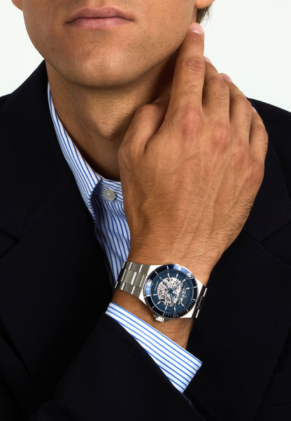 Orologio Uomo Maserati Sfida Automatico Skeleton in Acciaio Silver con Quadrante Blu R8823140019 - Arena Gioielli