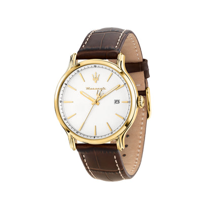 Orologio Uomo Maserati Epoca Solo Tempo in Acciaio Gold e Pelle Marrone R8851118018