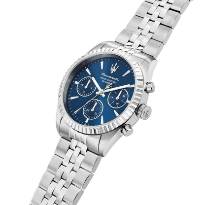 Orologio Uomo Maserati Competizione Multifunzione in Acciaio Silver con Quadrante Blu e Bracciale R8853100048