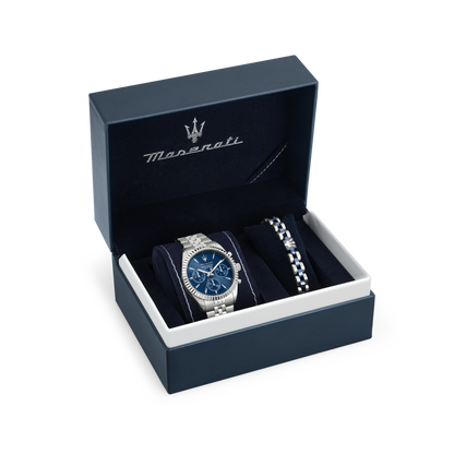 Orologio Uomo Maserati Competizione Multifunzione in Acciaio Silver con Quadrante Blu e Bracciale R8853100048