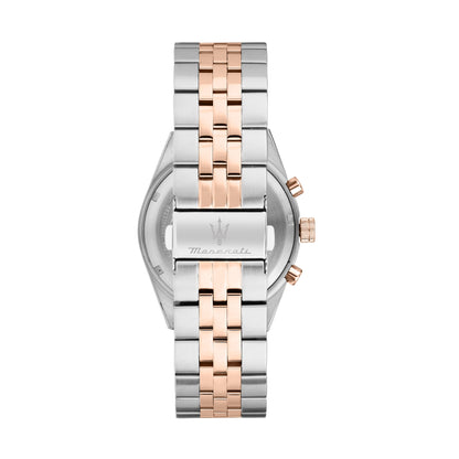 Orologio Uomo Maserati Competizione Multifunzione in Acciaio Bicolore Silver e Rose Gold con Quadrante Marrone R8853100049