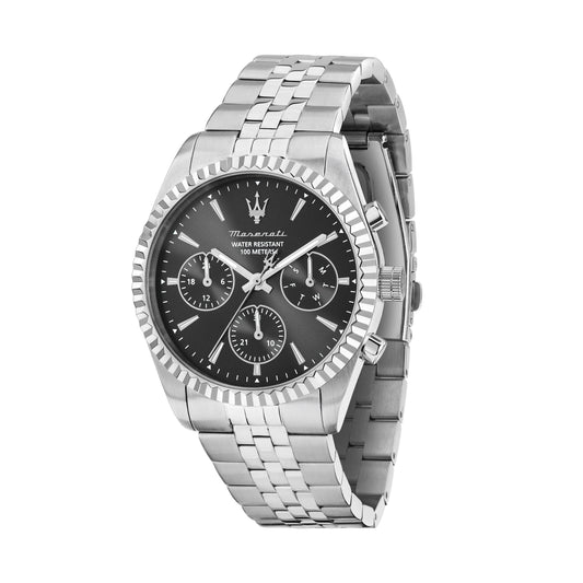 Orologio Uomo Maserati Competizione Multifunzione in Acciaio Silver con Quadrante Nero R8853100050 - Arena Gioielli - Maserati