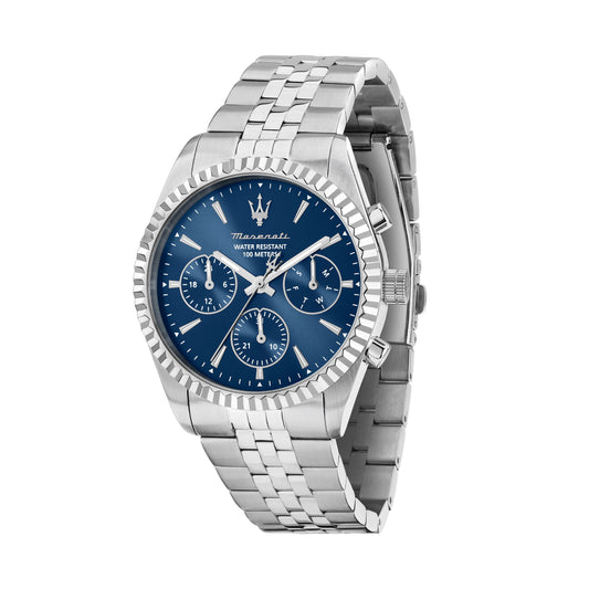 Orologio Uomo Maserati Competizione Multifunzione in Acciaio Silver con Quadrante Blu R8853100051 - Arena Gioielli - Maserati
