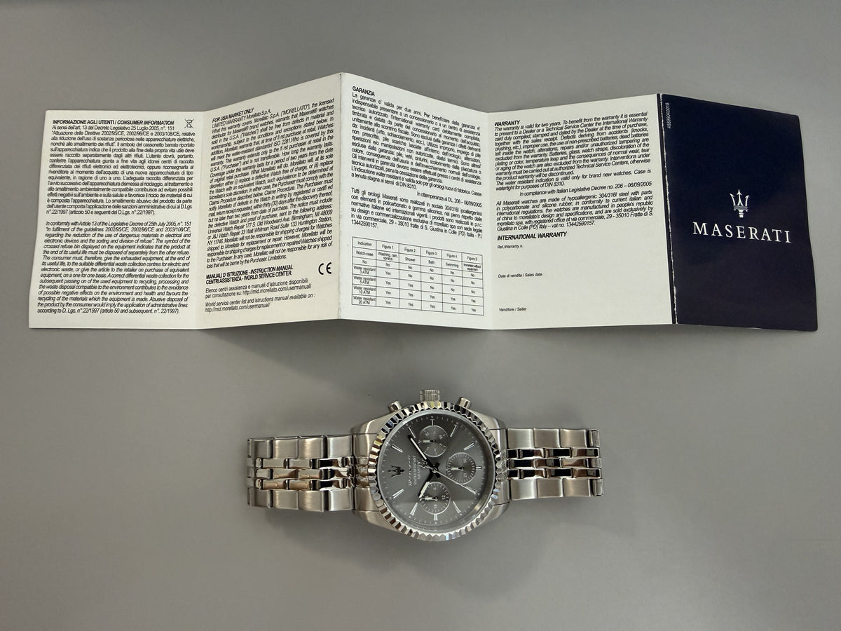 Orologio Uomo Maserati Competizione Multifunzione in Acciaio con Quadrante Grigio R8853100053 - Maserati