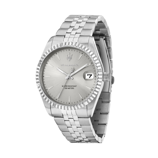 Orologio Uomo Maserati Competizione Solo Tempo in Acciaio Silver con Quadrante Argento R8853100055 - Arena Gioielli - Maserati