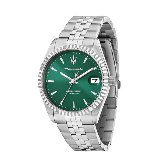 Orologio Uomo Maserati Competizione Solo Tempo in Acciaio Silver con Quadrante Verde R8853100057 - Arena Gioielli - Maserati