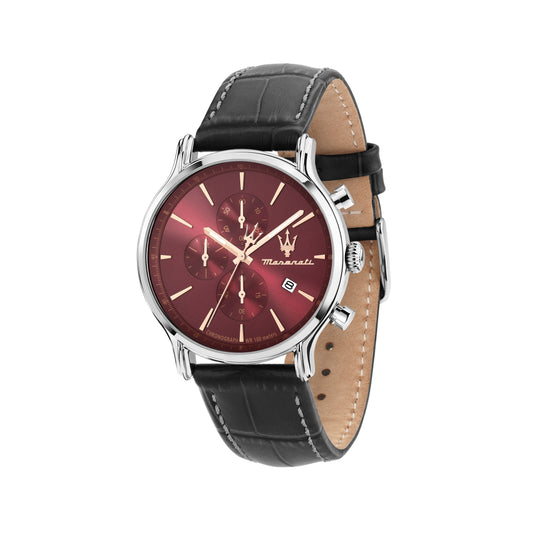 Orologio Uomo Maserati Epoca Cronografo in Acciaio Silver e Pelle Nera R8871618021 - Arena Gioielli - Maserati