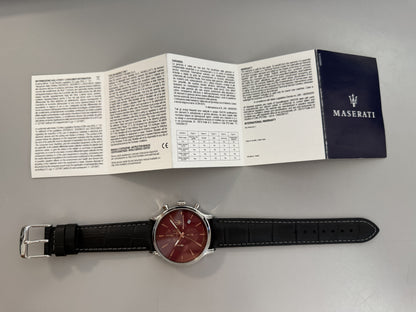 Orologio Uomo Maserati Epoca Cronografo in Acciaio Silver e Pelle Nera R8871618021 - Arena Gioielli