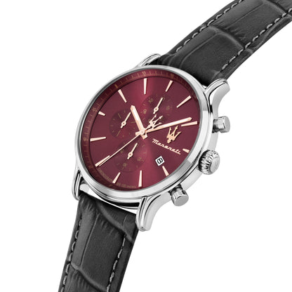 Orologio Uomo Maserati Epoca Cronografo in Acciaio Silver e Pelle Nera R8871618021 - Arena Gioielli