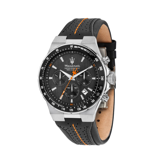 Orologio Uomo Maserati Sfida Cronografo in Acciaio e Cinturino in Pelle Nera R8871640008 - Arena Gioielli - Maserati