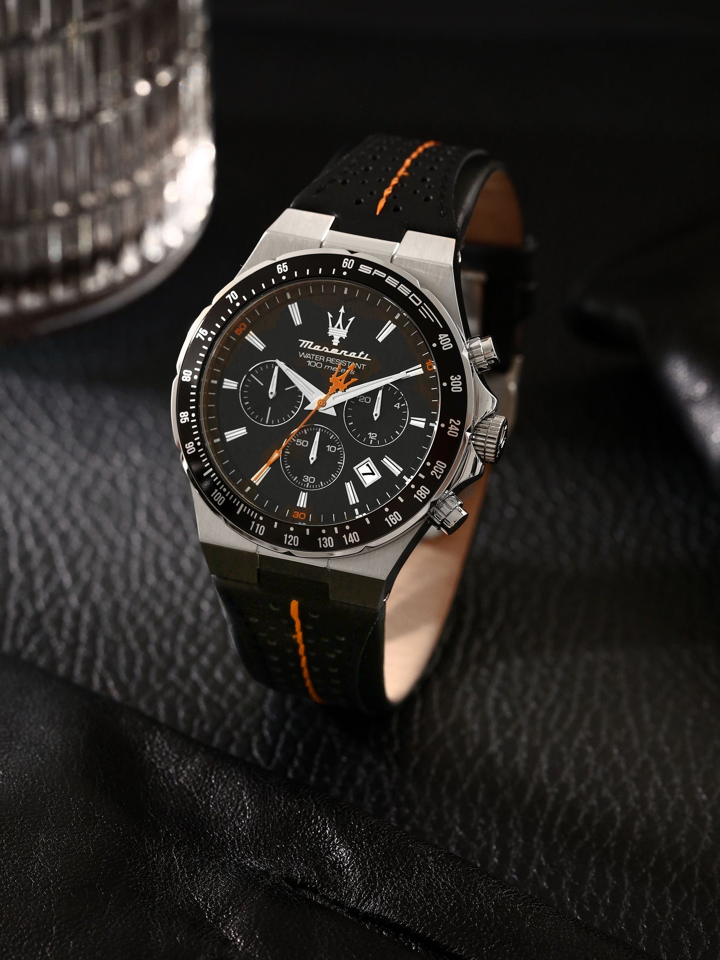 Orologio Uomo Maserati Sfida Cronografo in Acciaio e Cinturino in Pelle Nera R8871640008 - Maserati