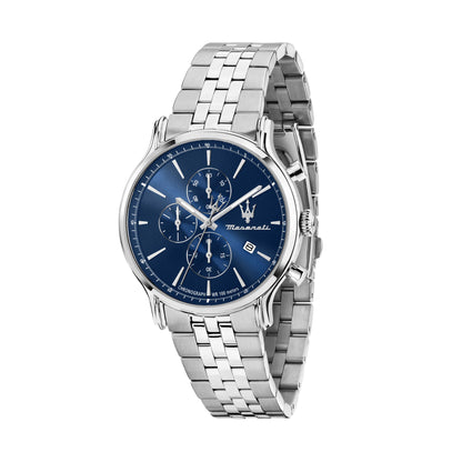 Orologio Uomo Maserati Epoca Cronografo in Acciaio Silver con Quadrante Blu R8873618039 - Arena Gioielli