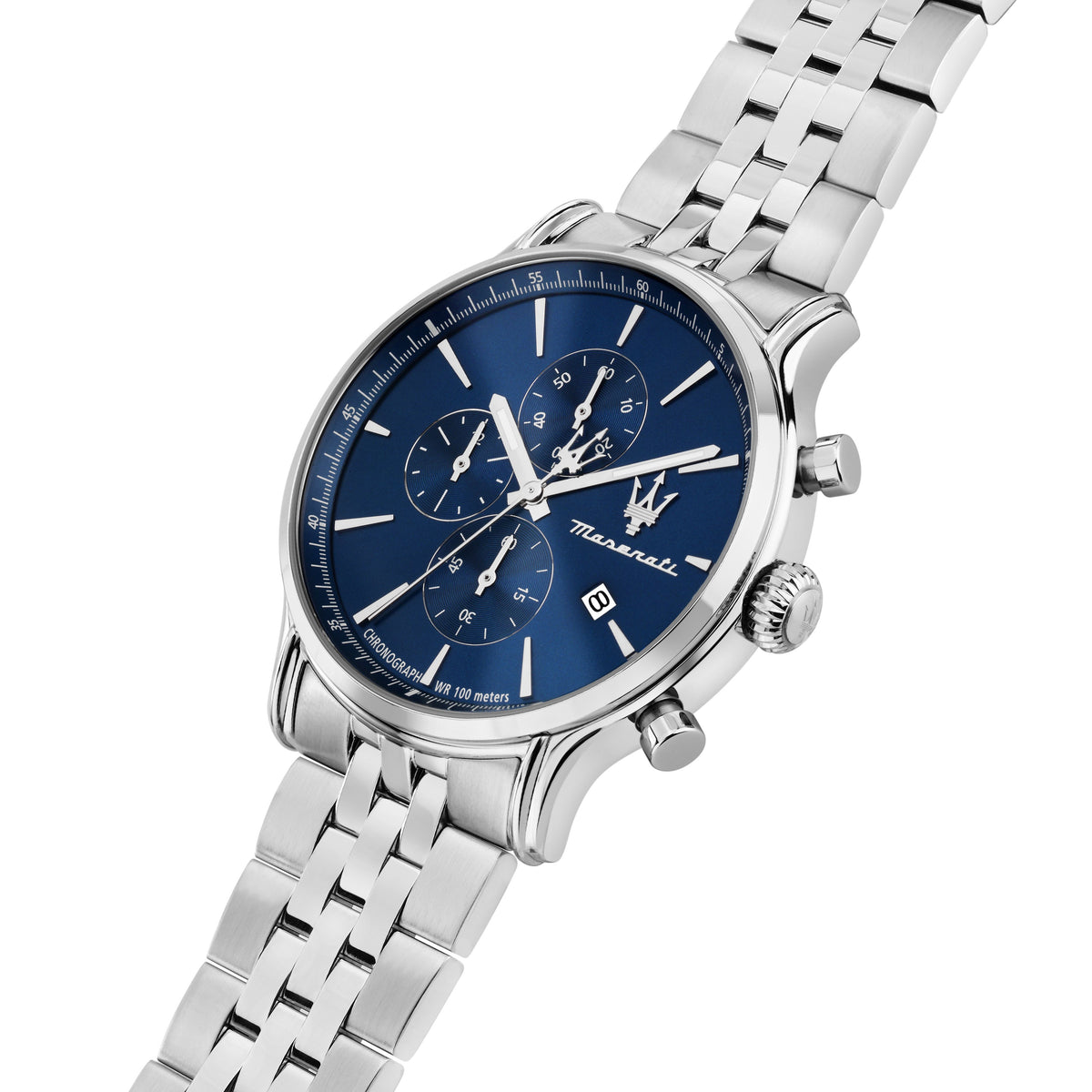 Orologio Uomo Maserati Epoca Cronografo in Acciaio Silver con Quadrante Blu R8873618039 - Arena Gioielli - Maserati