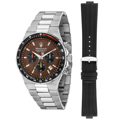 Orologio Uomo Maserati Sfida Cronografo in Acciaio con Quadrante Marrone e Doppio Cinturino R8873640026