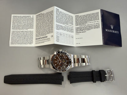 Orologio Uomo Maserati Sfida Cronografo in Acciaio con Quadrante Marrone e Doppio Cinturino R8873640026