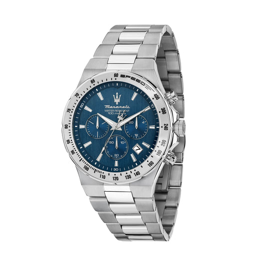 Orologio Uomo Maserati Sfida Cronografo in Acciaio Silver con Quadrante Blu R8873640029 - Arena Gioielli - Maserati