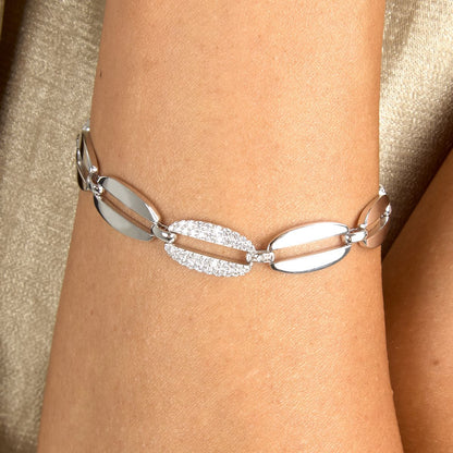 Bracciale Donna Morellato Trame Catena in Argento Sostenibile con Cubic Zirconia Bianchi SAAG01