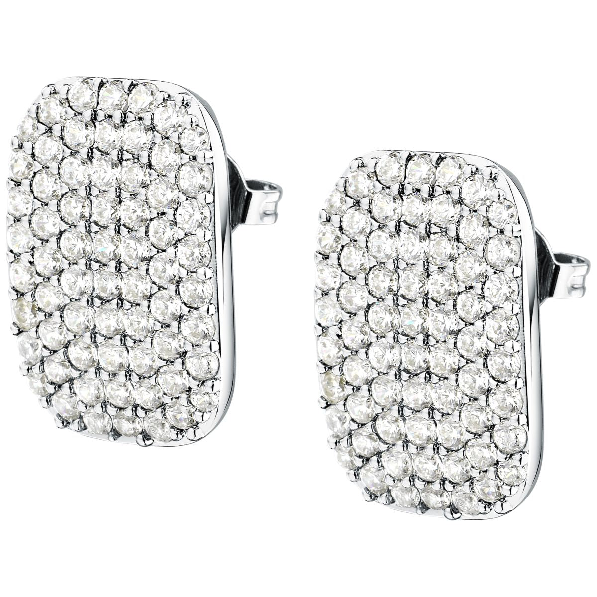 Orecchini Donna Morellato Trame a Lobo in Argento 925 Rodiato con Pavé di Cubic Zirconia SAAG04 - Morellato