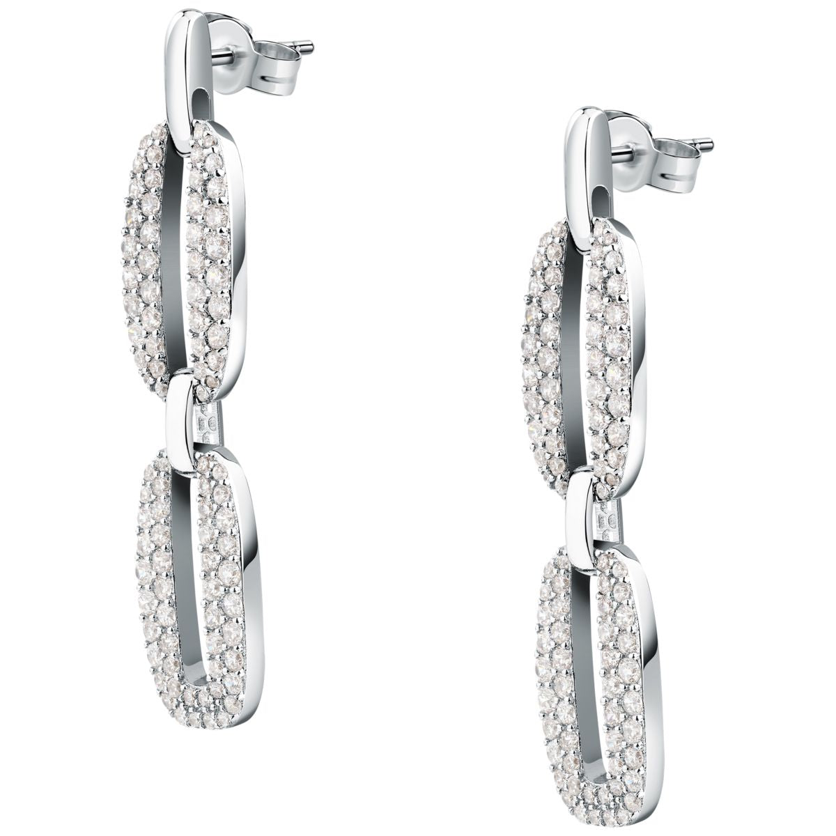 Orecchini Donna Morellato Trame Pendenti in Argento 925 Rodiato con Pavé di Cubic Zirconia SAAG05 - Morellato