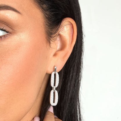 Orecchini Donna Morellato Trame Pendenti in Argento 925 Rodiato con Pavé di Cubic Zirconia SAAG05