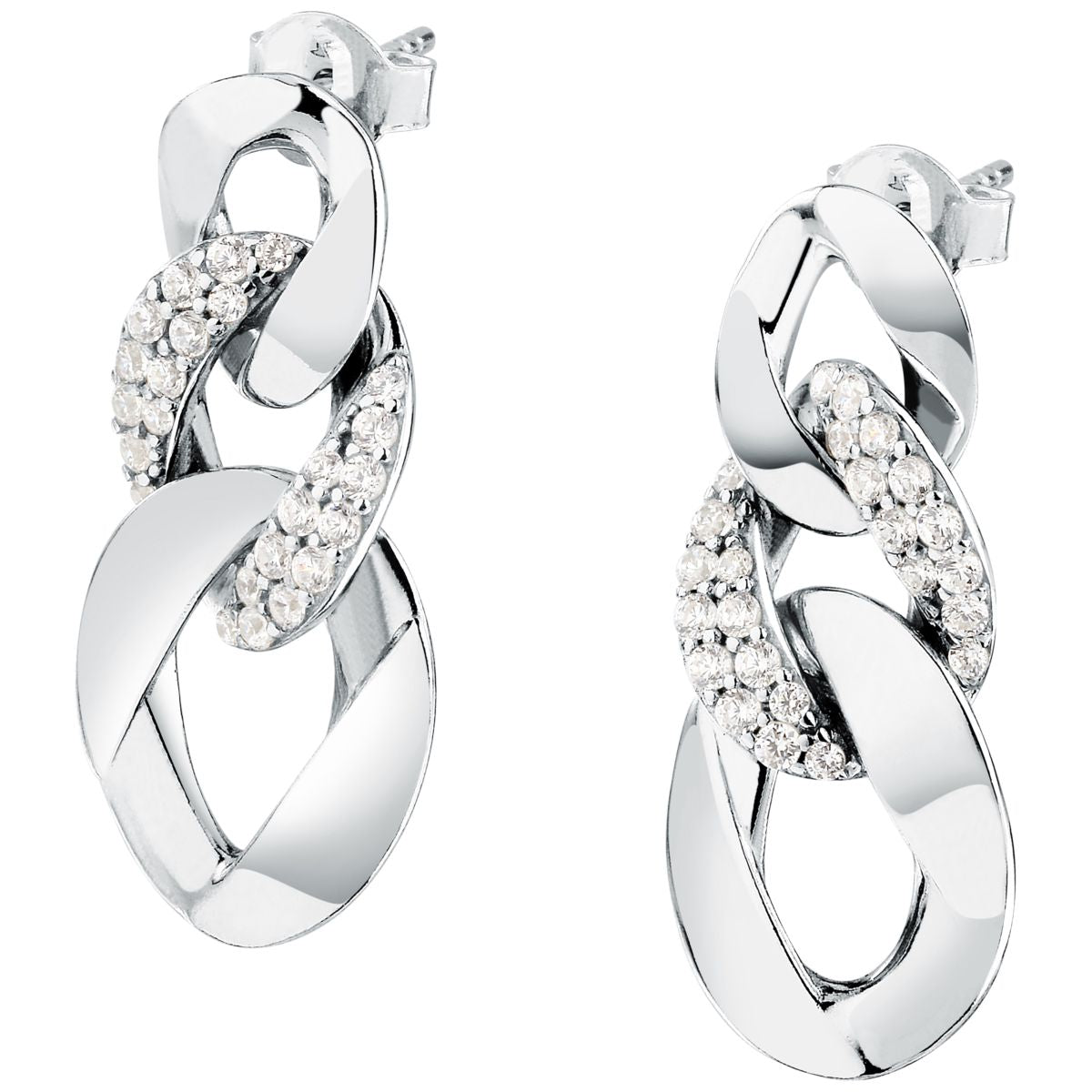 Orecchini Donna Morellato Trame Pendenti a Catena in Argento Sostenibile Silver con Cubic Zirconia SAAG08 - Morellato