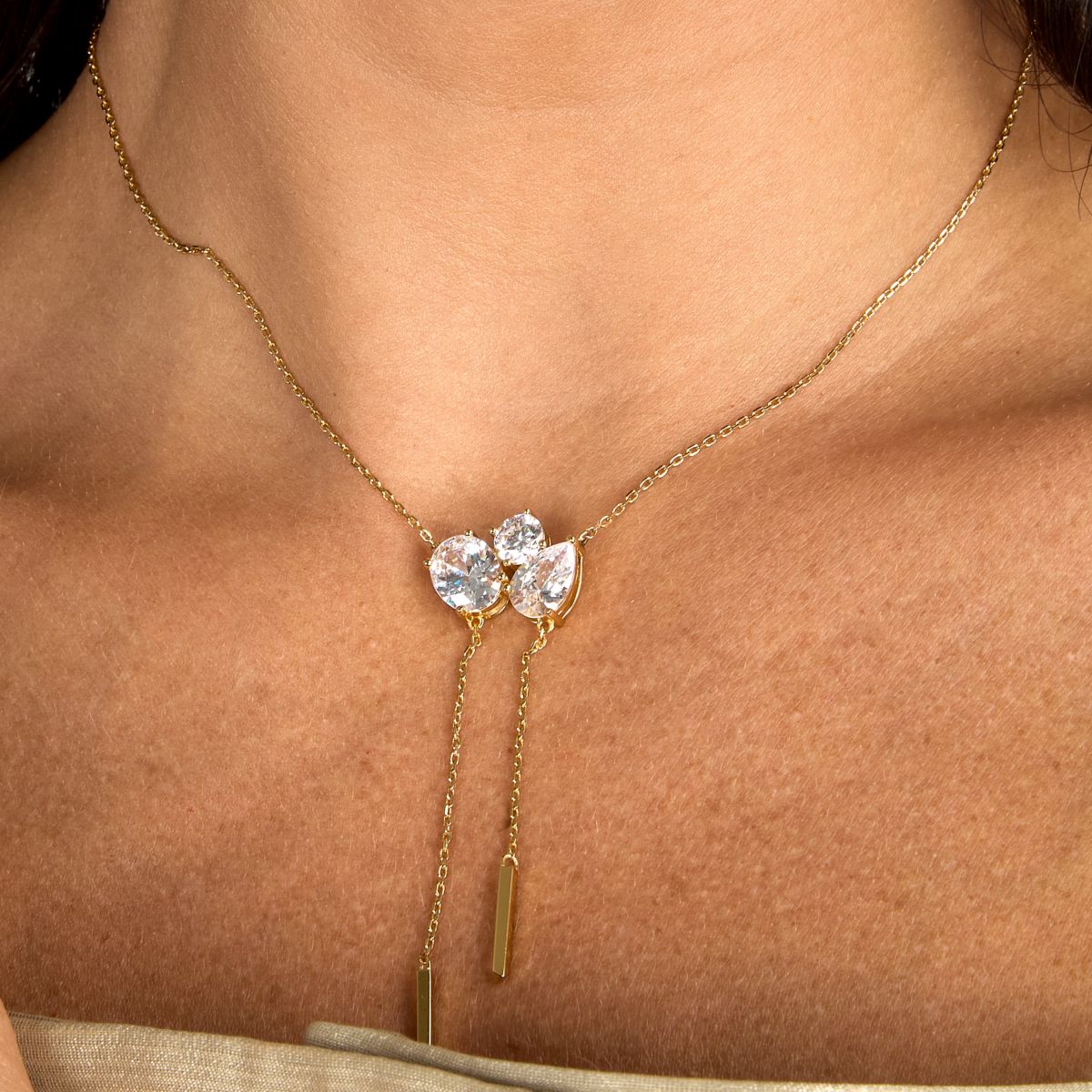 Collana Donna Morellato Riflessi Pendente con Frange in Argento Dorato con Cubic Zirconia Bianchi SABC01 - Arena Gioielli - Morellato