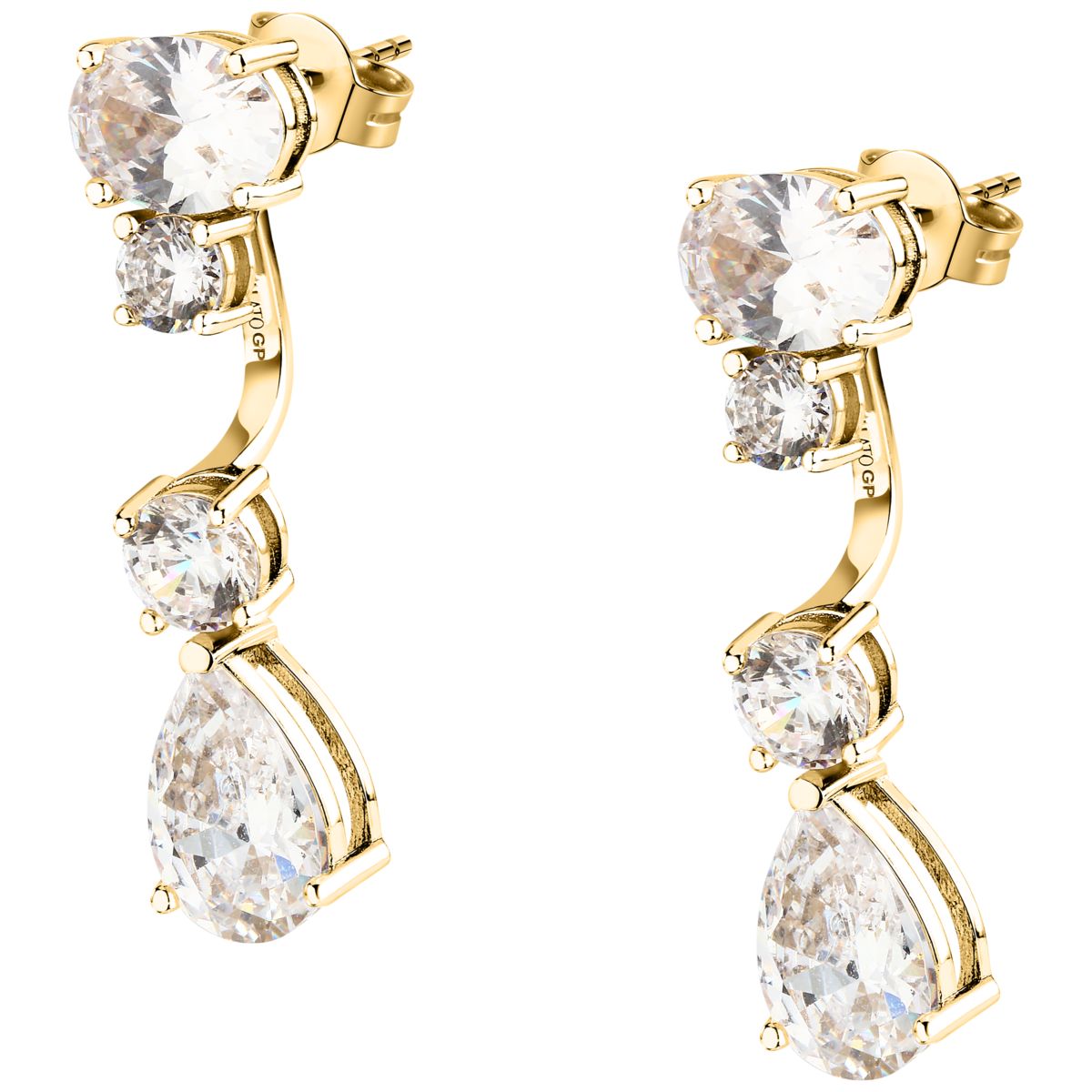 Orecchini Donna Morellato Riflessi Pendenti a Lobo in Argento Dorato con Cubic Zirconia Bianchi SABC08 - Morellato