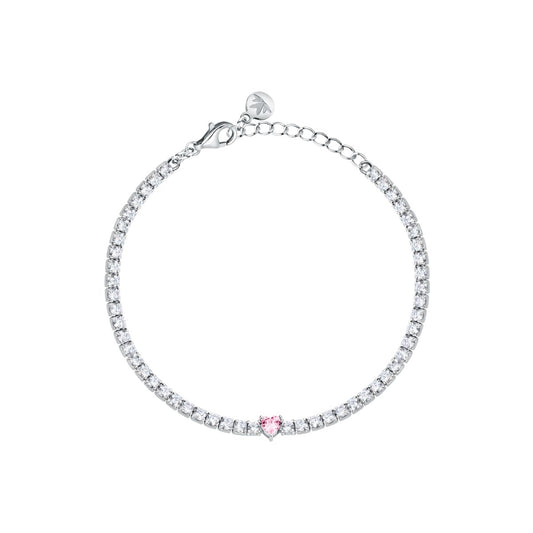 Bracciale Donna Morellato Infinito Tennis in Argento con Cuore Rosa e Cubic Zirconia SABD05 - Arena Gioielli - Morellato