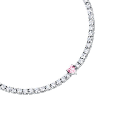 Bracciale Donna Morellato Infinito Tennis in Argento  con Cuore Rosa e Cubic Zirconia SABD05
