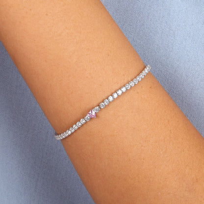 Bracciale Donna Morellato Infinito Tennis in Argento  con Cuore Rosa e Cubic Zirconia SABD05