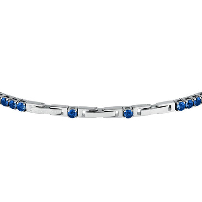 Bracciale Uomo Morellato Club SABV01 Tennis in Acciaio Silver con Zirconi Blu 18,5+3,5 cm