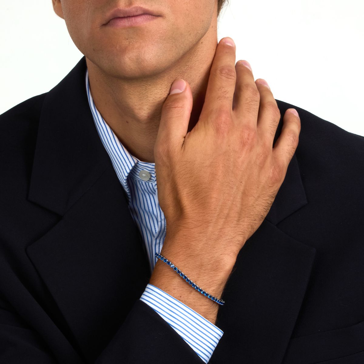 Bracciale Uomo Morellato Club SABV01 Tennis in Acciaio Silver con Zirconi Blu 18,5+3,5 cm - Morellato