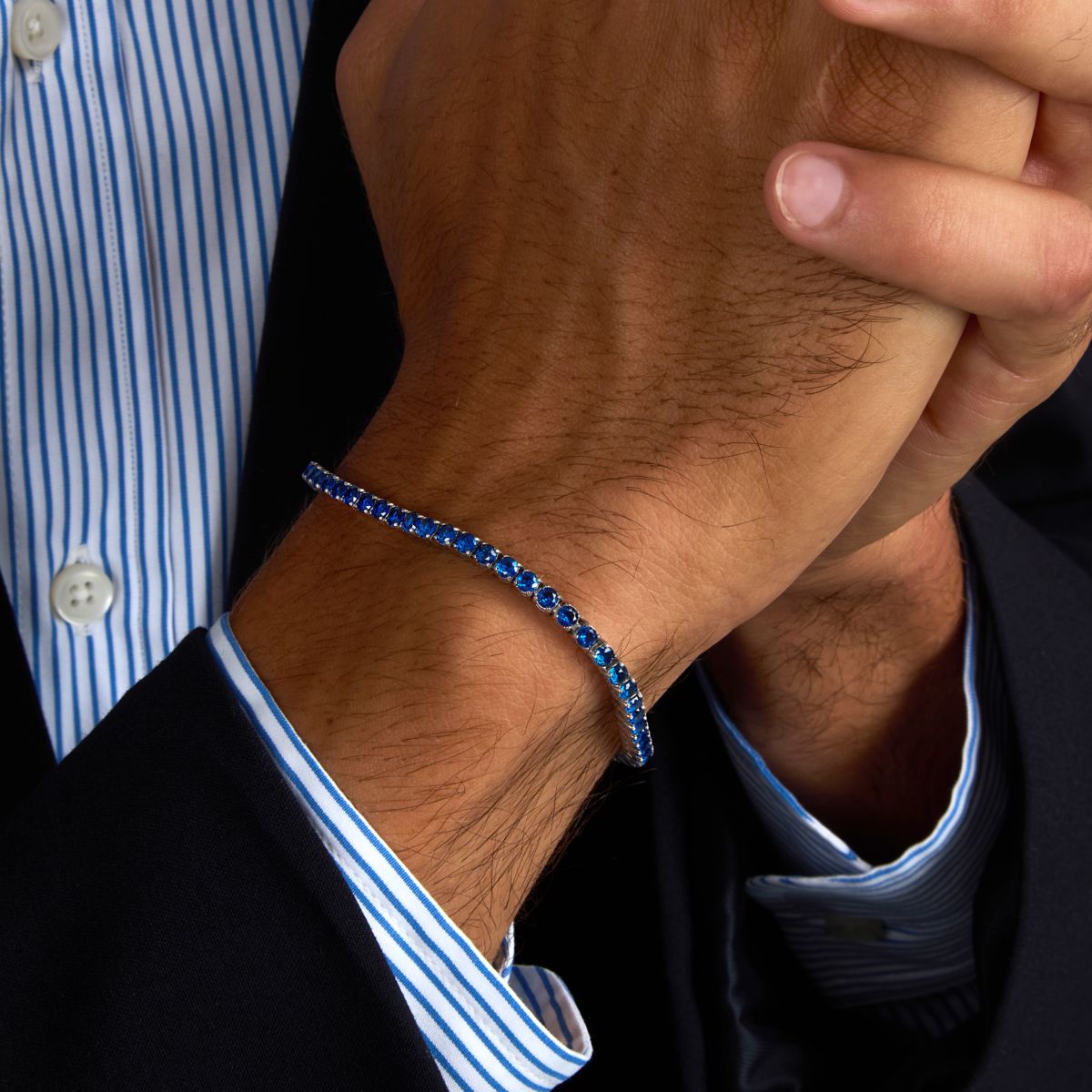 Bracciale Uomo Morellato Club SABV01 Tennis in Acciaio Silver con Zirconi Blu 18,5+3,5 cm - Morellato