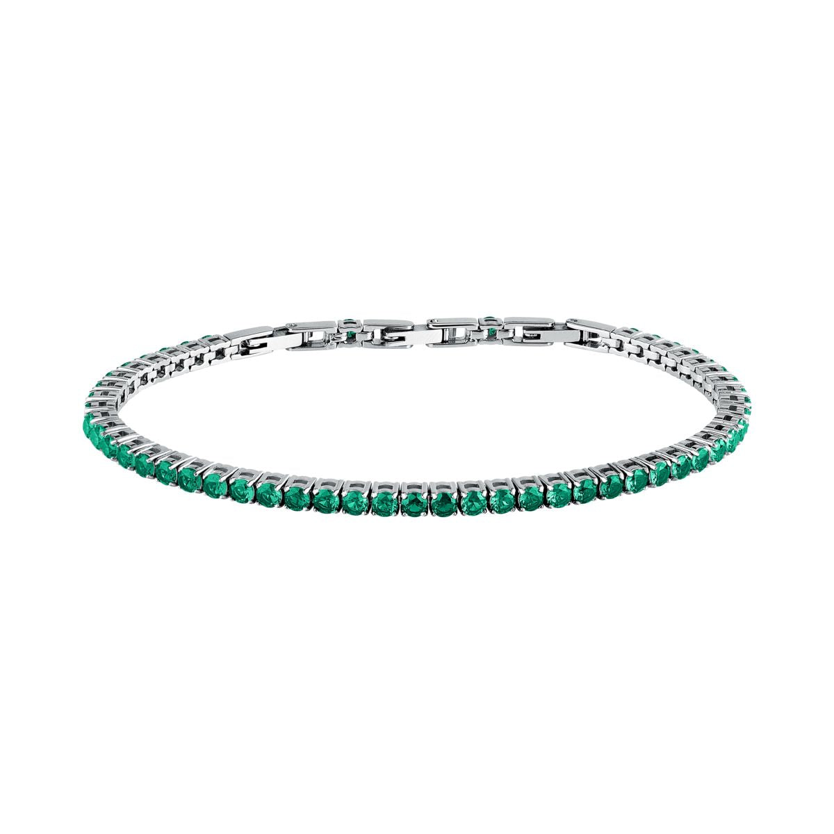 Bracciale Uomo Morellato Club SABV02 Tennis in Acciaio Silver con Pietre Verdi 18,5+3,5 cm - Morellato